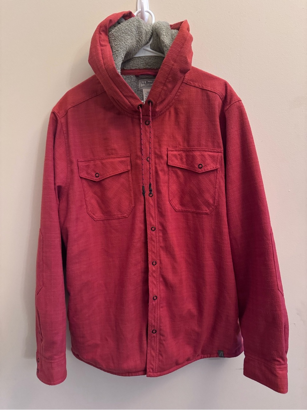 L.L.Bean Men's XL Hooded Fleece Lined Shirt Jacket 3M Thinsulate 508272